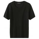 L Ribbed Knit Shirt Casual Crewneck Men Black AZ46