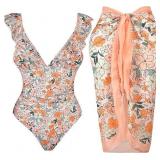 XL OnePiece Swimsuit with Cover Up Wrap Skirt AZ22