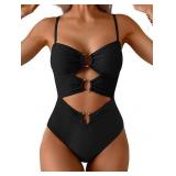 2XL Cutout One Piece Swimsuit with Rings AZ39