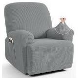 Dk Grey Jacquard Stretchy Recliner Chair Cover A2