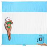 7'x7' WEKAPO Beach Blanket Blue/White A117B