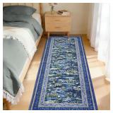 24'x6' Blue Water Lily Pond Rug Runner A115