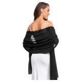 Soft Chiffon Scarfs Shawls Black AZ53