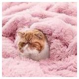Bcareself AllSeason Pink Faux Fur Blanket 60x80 A8