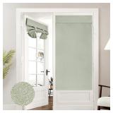 1 Green Linen Blackout French Door Curtain AZ14