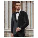 Sz L Black Velvet Coofandy Blazer For Men A1