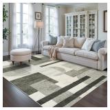 6'x9' Shades Of Green Geometric Area Rug C46