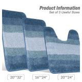 3pk Gradiant Blue Bathroom Rugs A20