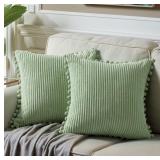 2pk FancyHome Sage Chenille 12x12 Pillow Cover A23