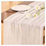 3pk Ivory Socorni Cheesecloth Table Runner A22