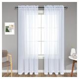 2 White Sheer 102 Inch Long Curtains AZ11