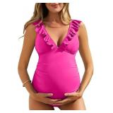 SZ  L Summer Mae Ruffle Maternity Swimsuit AZ11