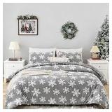 Sz K Christmas Snowflake Bedding, Light Grey A100
