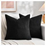 Set Of 2 Black Fancy Homi Throw Pillow Covers A100