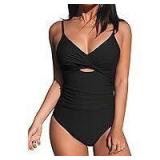 Sz XL Cupshe Black One Piece Bathing Suit A101