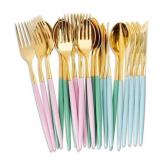 Disposable Cutlery Set Pastel and Gold AZ26