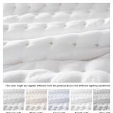 WDCozy 104'x90' White Quilt W/Tan X Pattern A116