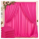 4 Panels Of 5'10 Polyester Hot Pink Curtains A61