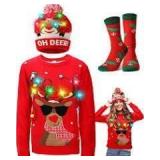 Sz XL Red Reindeer Ugly Sweater A114