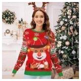 Sz XXL Christmas Reindeer Sweater W/Socks A114