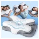 White/Grey Osteo Ergonomic Bed Pillow A114