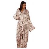 Sz 2X/3X Pink Rose Floral Robe A114