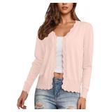 Sz M Rose Scalloped Edge Ladies Cardigan A117B