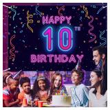 10th Neon Birthday Banner Backdrop A100