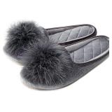 Sz 7-8 Gritheim Women's Fuzzy Slippers, Grey A96