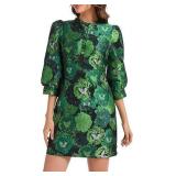 Sz M Women's Floral Jacquard Shift Dress A96