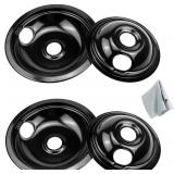 4 Set Of Black Stove Drip Pans A79