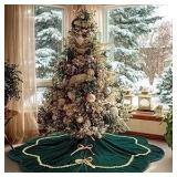 Green And Gold Velvet Christmas Tree Skirt A95