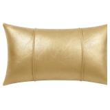 1 12X20 Gold Leather Throw Pillow Cover A97