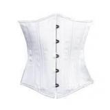 Sz M White Satin W/Metal Clasp Front Corset A106