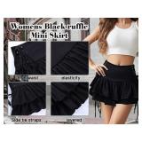 Black Double Ruffeled Girl Skirt  Size Medium A51