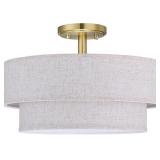 15 Inch Light Fixture,Linen Fabric Shade A41