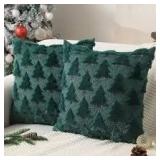 Set of Allorry Plush Green Xmas Pillow Covers A54