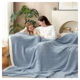 Blue Soft Knitted Large Throw Blanket A45