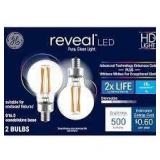 2X/BID Reveal 2ct 60W Candelabr Base Bulb A112