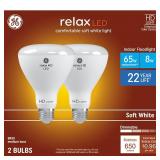 2pk GE Relax 65 -Watt EQ BR30 Soft white AZ6