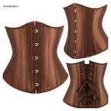 Sz XXS Brown Silk Metal Clip Corset A106