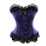 2pc Black Lace/Bows & Silk Purple Corset Sz 6xl A4