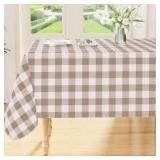 Khaki/White BuffaloCheck Rec. PVC Tablecloth A4