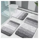 3pc Olanly Luxury Grey Bathroom NonSlip Rugs A4
