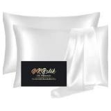 2pk Standard White SKBslik Silk Pillow Case A106