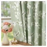 1 Panel Sage Green Dogwood Flower 74'W Drape A6