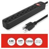 Black 3 Prong Surge Protector A107