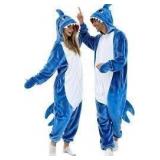 AS IS! Sz M Adult Blue Baby Shark Onesie Pj A5