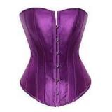 Sz L Purple Satin Metal Front Clip Corset A103