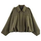 SZ Sm Women's Faux Suede Bomber Jacket AZ38